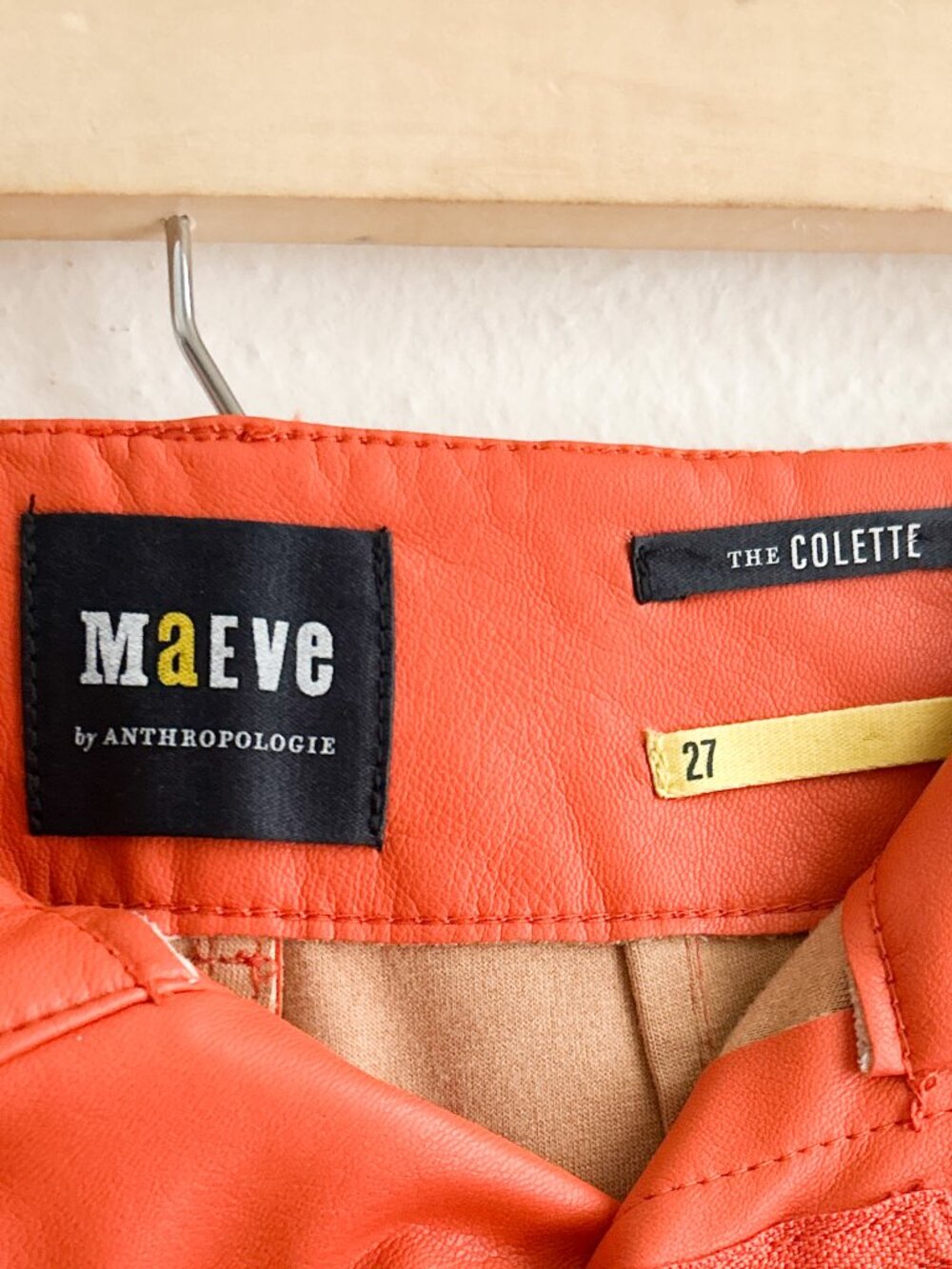 Maeve by Anthropologie The Colette Faux Leather Orange/Pumpkin Pants Sz 27 - Picture 9 of 9